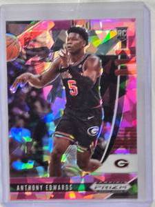 lot 204 image: Anthony Edwards Rookie 2020 Panini Prizm Draft Picks Pink Cracked Ice #41