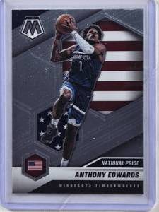 lot 207 image: Anthony Edwards Rookie 2020-21 Panini Mosaic National Pride #252