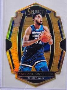 lot 214 image: Karl-Anthony Towns 2018-19 Panini Select Gold Die Cut #170 Numbered 6065