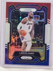 lot 224 image: LeBron James 2023-24 Panini Prizm Red White Blue Prizm #63