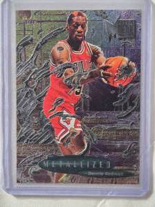 lot 233 image: Dennis Rodman 1997 Fleer Metal Universe Insert Metallized #231