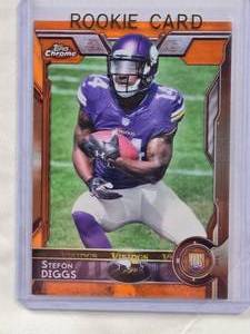 lot 251 image: Stefon Diggs Rookie Topps Chrome Orange Refractor #148