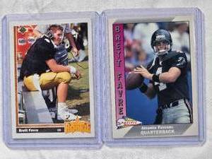 lot 281 image: Lot of 2 Brett Favre Rookie Cards 1991 Upper Deck Star Rookie #13 & 1991 Pacific Trading Cards #551