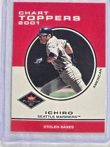 lot 151 image: Ichiro Rookie 2001 Fleer Platinum Chart Toppers #420 - Seattle Mariners