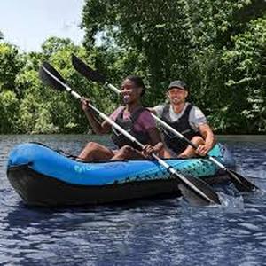 lot 16 image: Tobin Sports Wavebreak Inflatable 2-person Kayak-Blue