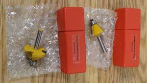 lot 14 image: Set of 2 Chamfer Router Bits-25 & 45 Degree-14 x 58