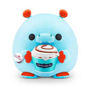 lot 53 image: 5 Surprise Snackles Series 1 Plush Hippo and Cinnabon-Hugh