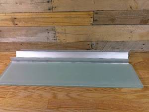 lot 87 image: Set of 3 IKEA Ljusdal Wall-Mounted Floating Frosted Glass Shelves