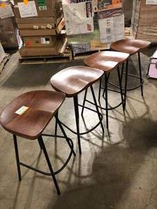 Lot of  MODWAY Concord 26.5 in. in Walnut Backless Wood Counter Stools - Set of 2Customer Returns See Pictures