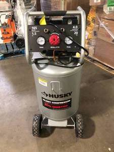 Husky 20 Gal. 165 PSI Vertical Electric Quiet Air CompressorCustomer Returns See Pictures