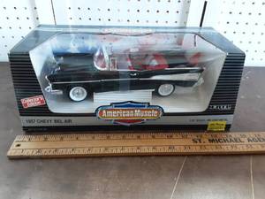 lot 6 image: Ertl American Muscle 1957 Chevy Bel Air 118 Scale Die Cast Black