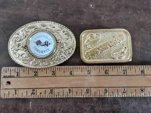lot 40 image: Mafco Corvette Belt Buckle & Vintage WDGY Country Gold Belt Buckle