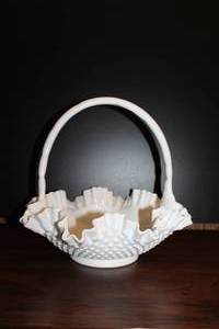 Fenton Hobnail Milk Glass Basket