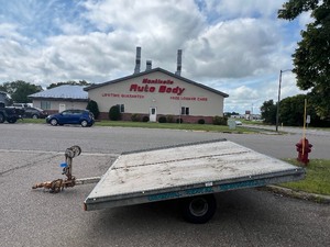 lot 25A image: Karavan Snowmobile Trailer wWood floor, single axle, 8 5 w x 98L with Shelly Winch Model 5352