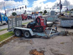 lot 64 image: 2014 Redi-Haul 6 x 12 Galvanized Tandem Trailer with combination tailgate ramp. Includes chains. Model FSL12LDS