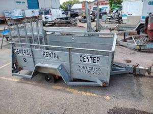 lot 36A image: 2008 5 x 8 Redi-Haul Open Trailer with mesh gatedrop-down ramp. Note In accident-damaged