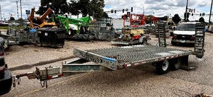1999 Sands Welding 6 x 16&nbspTandem Axle Trailer. 2 equipment ramps 48 long. Chains. 2 tie-down rings.
