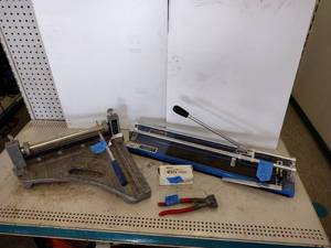 lot 274 image: Superior STO15 Contractor Dual Rail Tile Cutter, Crain Cutter Model A Tile Cutter, Tile Nippers, 1- Dry Diamond tile bit PN 681814