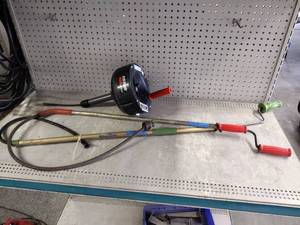 lot 413 image: 3 Plumbing Snake Tools.  One is an X-25 Handy
