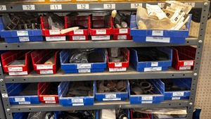 lot 37D image: Gray shelving with all of the parts seen. Lots of $ here.