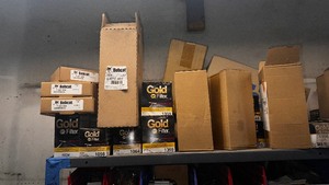 lot 37E image: Napa Gold Filters, Bobcat Filters, miscellaneous parts. Lots of $ here