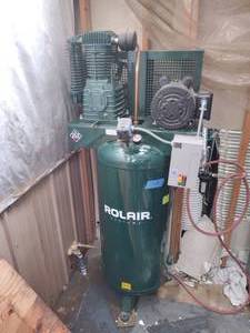 lot 153A image: Rolair 5-HP 80-Gal Dual-Voltage Two-Stage Air Compressor Model V5180K30B-19 powered by WEG 5 HP motor