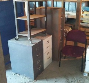 lot 543 image: Metal Filing Cabinets (3) And More.