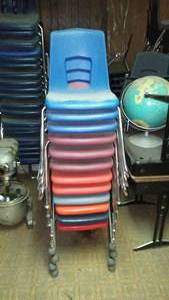 lot 634 image: Virco Molded Plastic Chairs (12) Mixed Varity