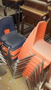 lot 637 image: Orange Molded Plastic Chairs, Child Size (17).