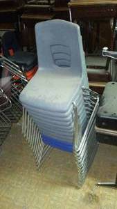 lot 638 image: Blue Virco Molded Plastic Chairs (12) Youth  Adult Size.