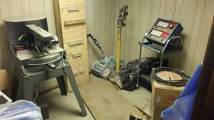 lot 599 image: Entire Room, Sun Vat-40 Battery Tester, Sears Craftsman Miter Saw And So Much More.