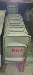 lot 641 image: Folding Chairs With 8 Ft.  Rolling Storage Rack.