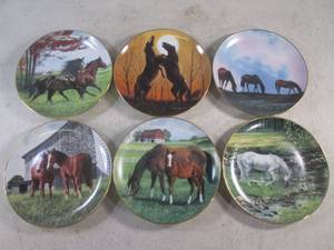 lot 43 image: (BS) The Danbury Mint Donald W. Patterson Horses Collector Plate Set of 6