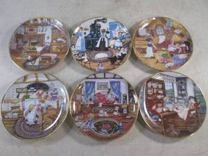 lot 44 image: (BS) The Danbury Mint Karyn E Bell Collector Plate Set of 6 - 1 Dish Broke and Repaired