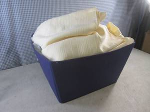 lot 64 image: (D-3) Basket of Assorted Table Clothes and Pink Bath Towel