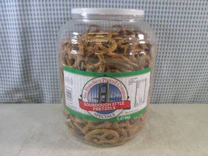 lot 166 image: (B-3) Large Container of Sourdough Style Pretzels 1.474kg Best By 05082024