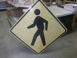 lot 184 image: (BR1) Retired Pedestrian Crossing Road Sign 30 x 30