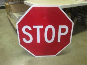 lot 185 image: (BR1) Retired Stop Sign 30 x 30...