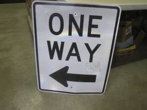 lot 187 image: (BR1) Retired One Way Road Sign 30 x 24