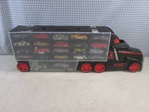 lot 224 image: (EC1) Big Rig Double Sided Toy Car Organizer with Misc Cars - 25 Long