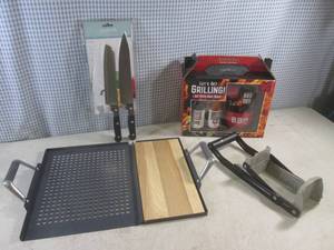 lot 237 image: (F-0) Grilling Gift Box, Can Crusher, Kitchen Knives Etc