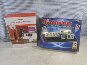 lot 240 image: (F-0) iPad Air Case & Adjustable Stand and Rummikub Game NewUnopened