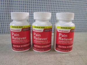 lot 255 image: (EC1) 3 Bottles of 125 Caplets Extra Strength Pain Reliever
