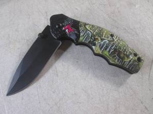 lot 262 image: (CNTR) Deer Design Spring Assist Folding Knife with Belt Clip - 7 34 Open  4 12 Closed - New In Box