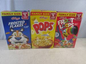 lot 297 image: (C-1) 3 Family Size Boxes of Cereal Past Date