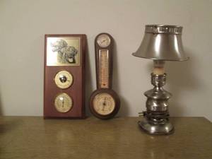 Barometer, thermometer and small ta...
