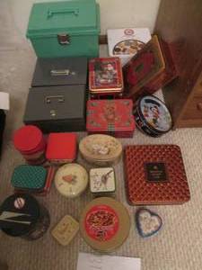 Large lot of storage boxes and tins...