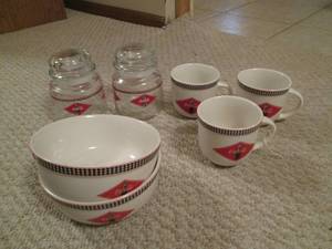 Coca Cola bowls, mugs and candy jar...