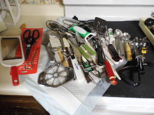 variety kitchen items includes spat...