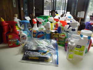 large lot various cleaning supplies...